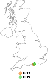 map showing distance between PO3 and PO9