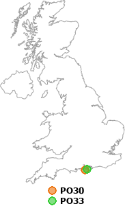 map showing distance between PO30 and PO33