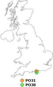 map showing distance between PO31 and PO38