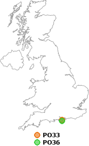 map showing distance between PO33 and PO36