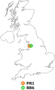 map showing distance between PR1 and BB6