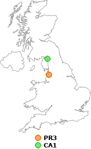 map showing distance between PR3 and CA1
