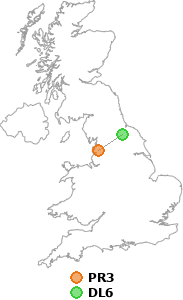 map showing distance between PR3 and DL6