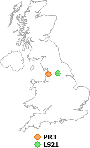 map showing distance between PR3 and LS21