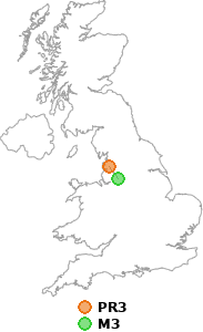 map showing distance between PR3 and M3