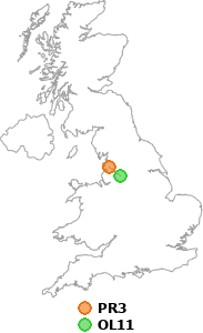 map showing distance between PR3 and OL11