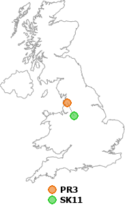 map showing distance between PR3 and SK11