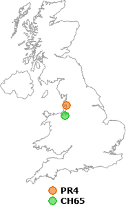map showing distance between PR4 and CH65