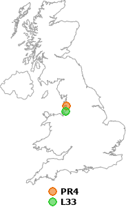 map showing distance between PR4 and L33