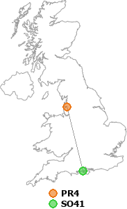 map showing distance between PR4 and SO41