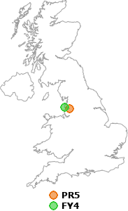 map showing distance between PR5 and FY4