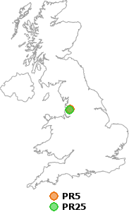 map showing distance between PR5 and PR25