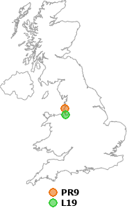 map showing distance between PR9 and L19