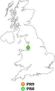 map showing distance between PR9 and PR8