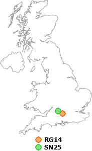 map showing distance between RG14 and SN25