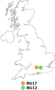 map showing distance between RG17 and RG12