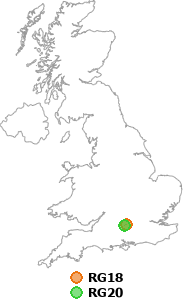 map showing distance between RG18 and RG20
