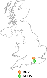 map showing distance between RG2 and GU35