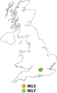 map showing distance between RG2 and RG7