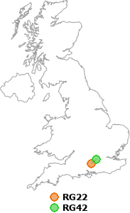 map showing distance between RG22 and RG42