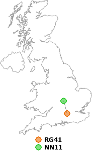 map showing distance between RG41 and NN11