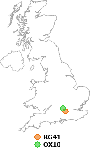 map showing distance between RG41 and OX10