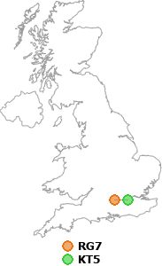 map showing distance between RG7 and KT5
