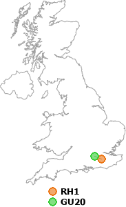 map showing distance between RH1 and GU20