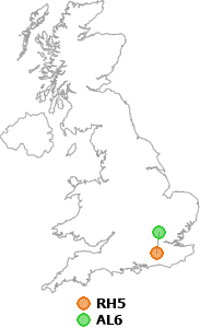 map showing distance between RH5 and AL6
