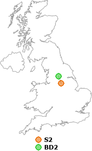 map showing distance between S2 and BD2