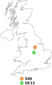 map showing distance between S20 and DE12