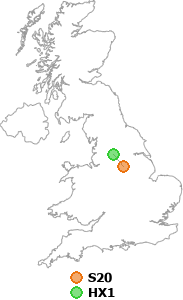 map showing distance between S20 and HX1