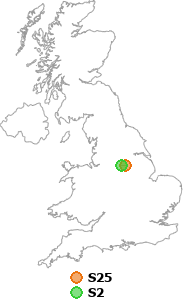 map showing distance between S25 and S2