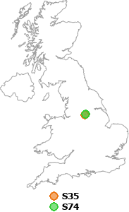 map showing distance between S35 and S74
