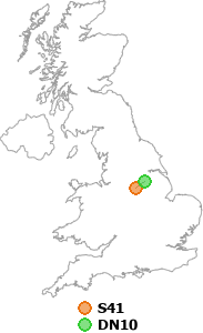 map showing distance between S41 and DN10