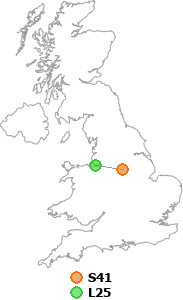 map showing distance between S41 and L25