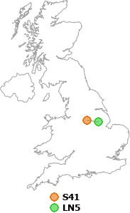 map showing distance between S41 and LN5