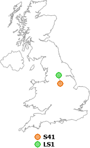 map showing distance between S41 and LS1