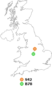 map showing distance between S42 and B78