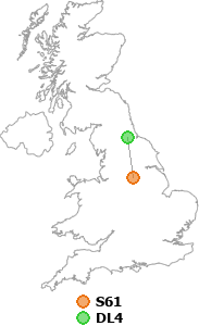 map showing distance between S61 and DL4