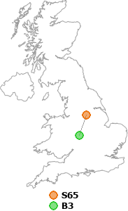 map showing distance between S65 and B3