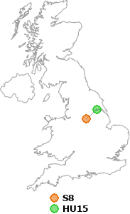 map showing distance between S8 and HU15