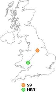 map showing distance between S9 and HR3