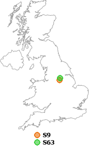 map showing distance between S9 and S63