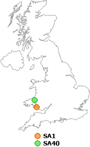 map showing distance between SA1 and SA40
