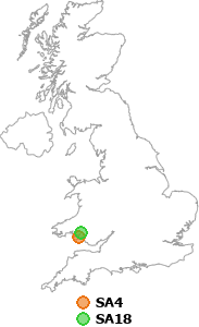 map showing distance between SA4 and SA18