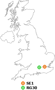 map showing distance between SE1 and RG30