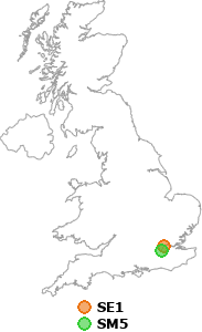 map showing distance between SE1 and SM5