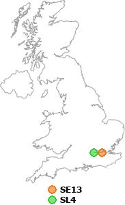 map showing distance between SE13 and SL4