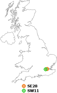 map showing distance between SE28 and SW11